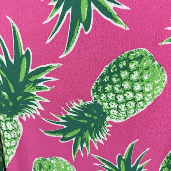C Wonder New Pink Green Pineapple Shift Dress 2X Beach Stretch Summer Tropical - Picture 7 of 11